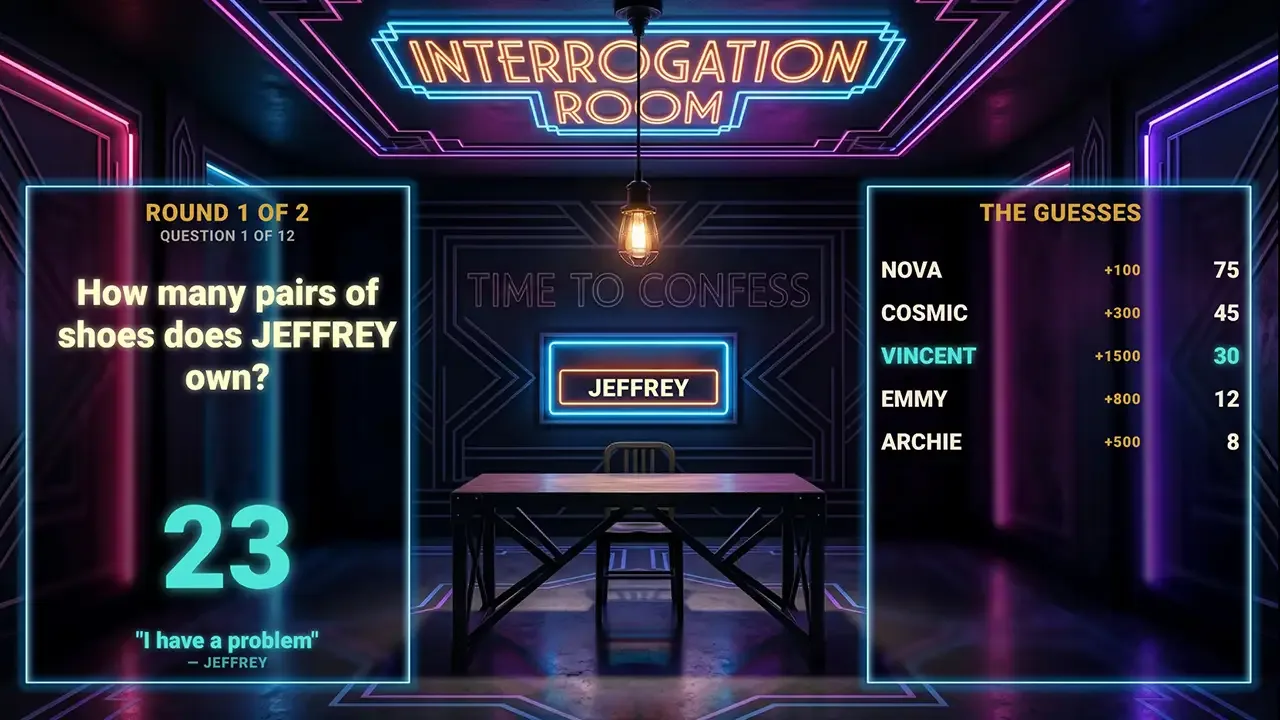 Interrogation Room party game on a living room TV