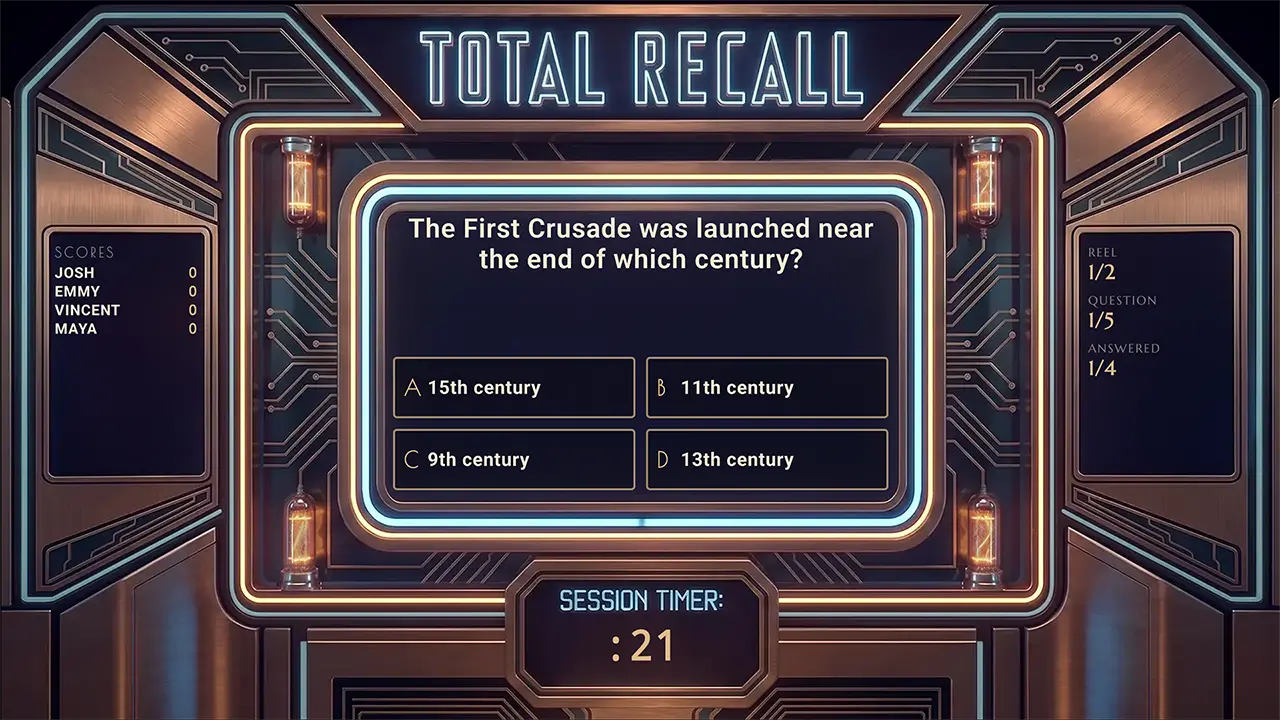 Total Recall party game on a living room TV